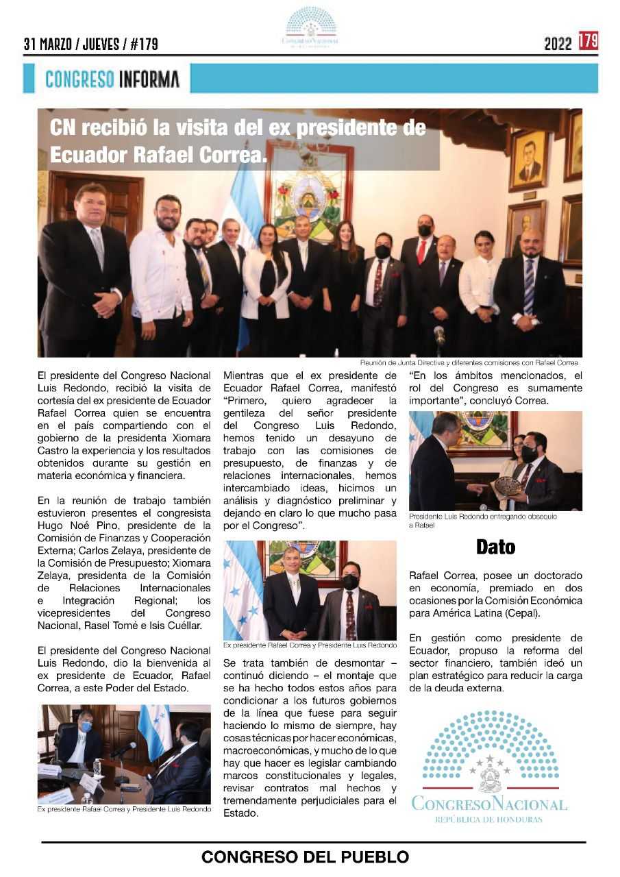 CN recibió la visita del ex presidente de Ecuador Rafael Correa